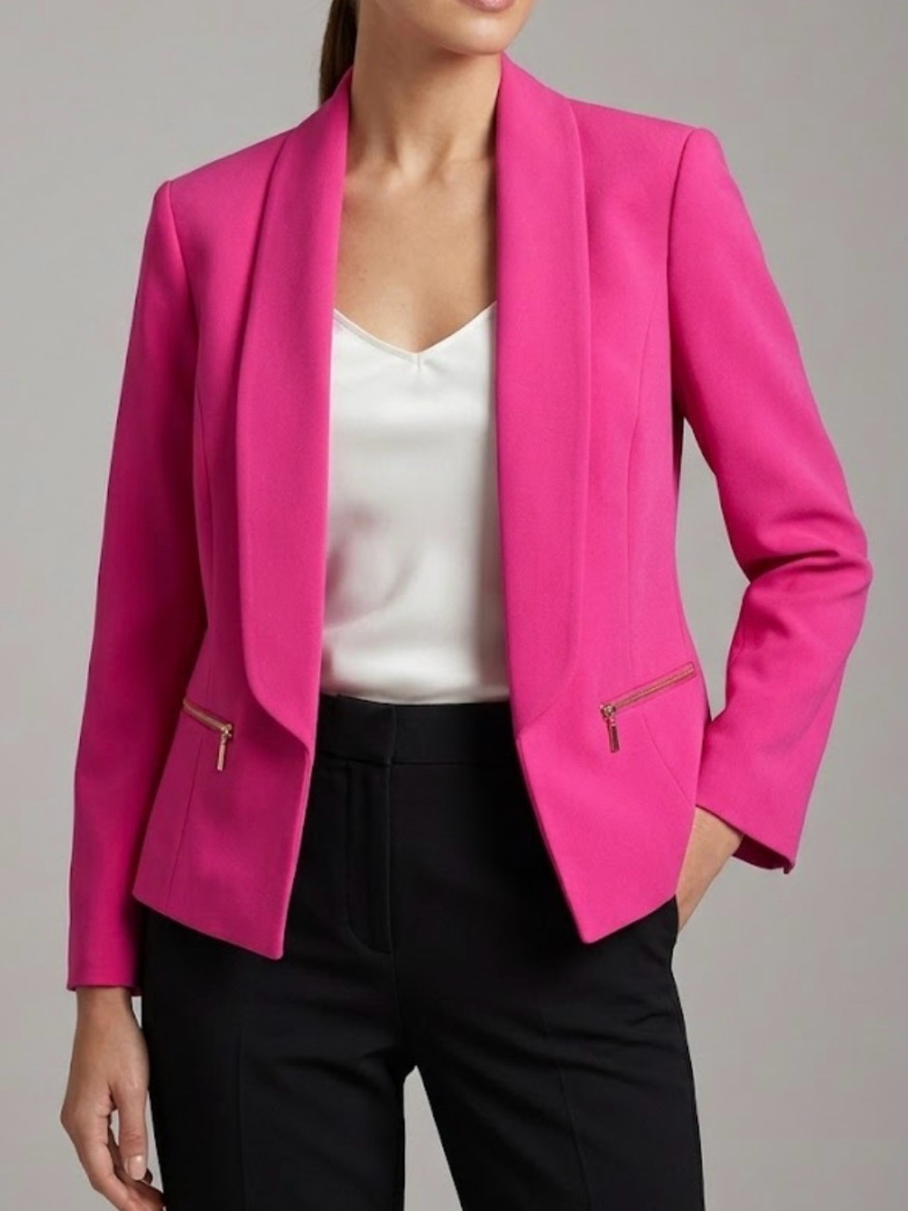 Evan Picone Black Label Hot Pink Women’s Open-Front Blazer Size 16